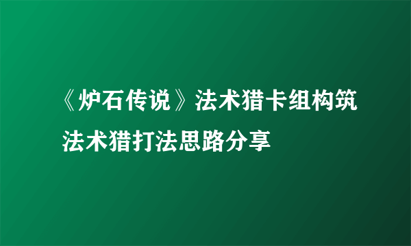 《炉石传说》法术猎卡组构筑 法术猎打法思路分享