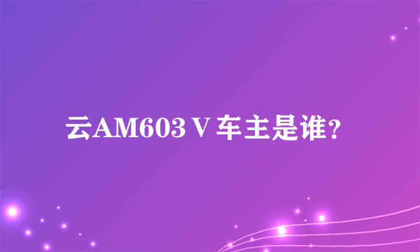 云AM603Ⅴ车主是谁？