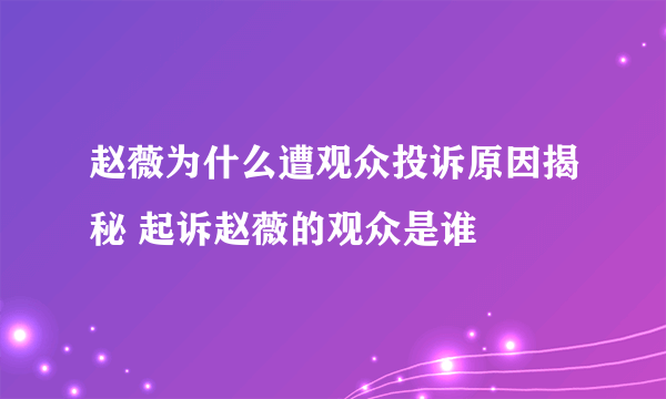 赵薇为什么遭观众投诉原因揭秘 起诉赵薇的观众是谁