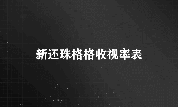 新还珠格格收视率表