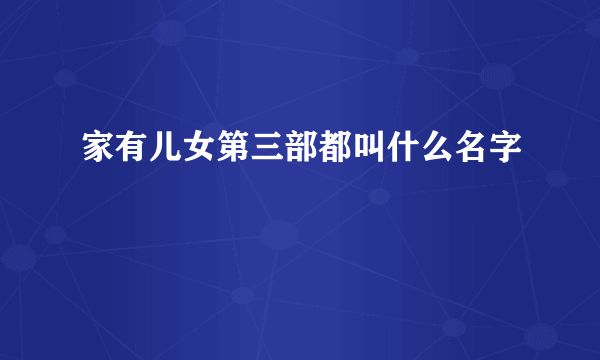 家有儿女第三部都叫什么名字