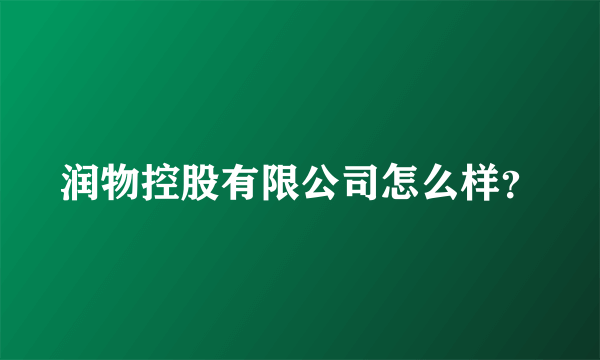 润物控股有限公司怎么样？