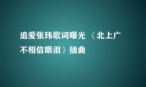 追爱张玮歌词曝光 《北上广不相信眼泪》插曲