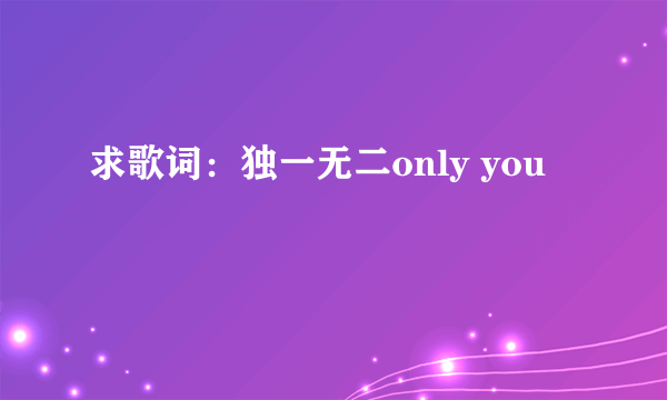 求歌词：独一无二only you