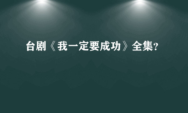 台剧《我一定要成功》全集？