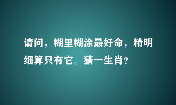 请问，糊里糊涂最好命，精明细算只有它。猜一生肖？