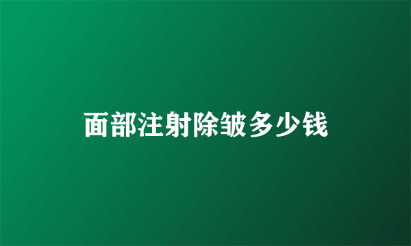 面部注射除皱多少钱