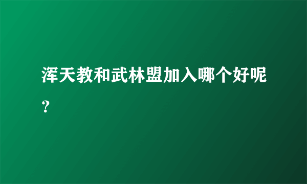 浑天教和武林盟加入哪个好呢？