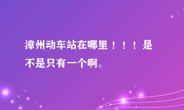 漳州动车站在哪里 ！！！是不是只有一个啊。