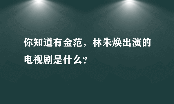 你知道有金范，林朱焕出演的电视剧是什么？