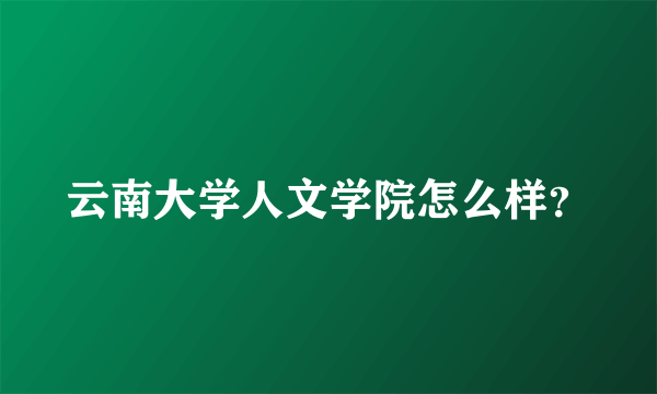 云南大学人文学院怎么样？