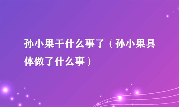 孙小果干什么事了（孙小果具体做了什么事）