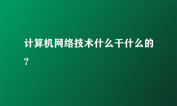 计算机网络技术什么干什么的？