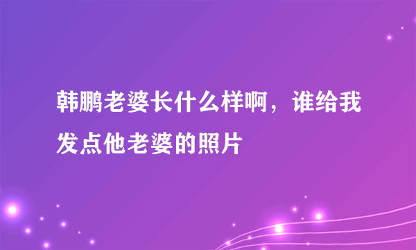 韩鹏老婆长什么样啊，谁给我发点他老婆的照片