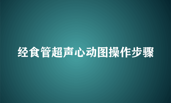 经食管超声心动图操作步骤