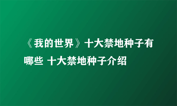 《我的世界》十大禁地种子有哪些 十大禁地种子介绍