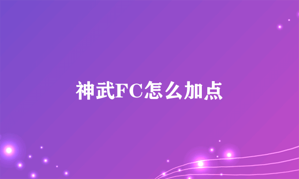 神武FC怎么加点