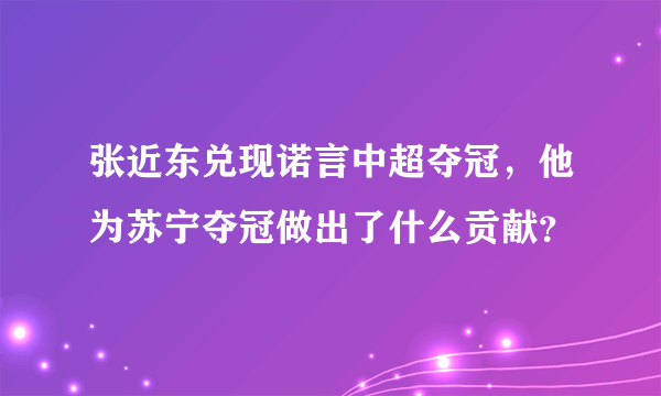 张近东兑现诺言中超夺冠，他为苏宁夺冠做出了什么贡献？