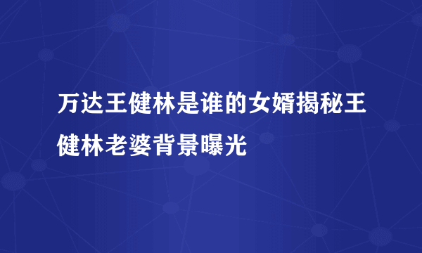 万达王健林是谁的女婿揭秘王健林老婆背景曝光