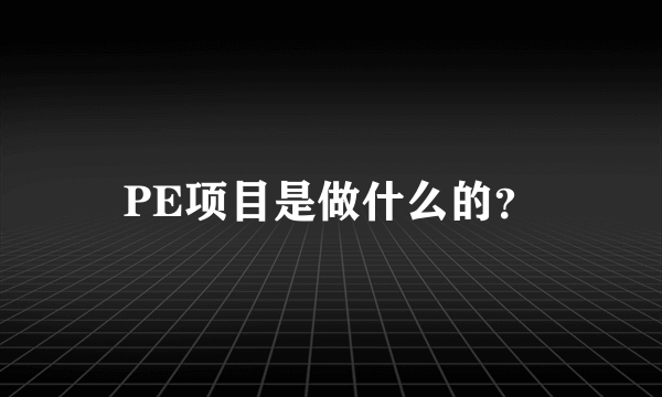 PE项目是做什么的？