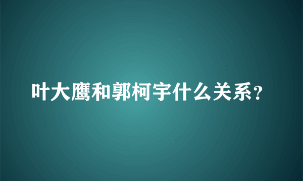 叶大鹰和郭柯宇什么关系？