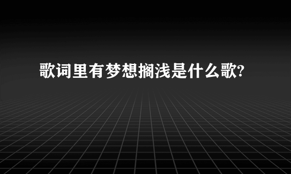 歌词里有梦想搁浅是什么歌?