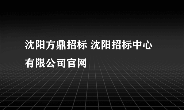 沈阳方鼎招标 沈阳招标中心有限公司官网