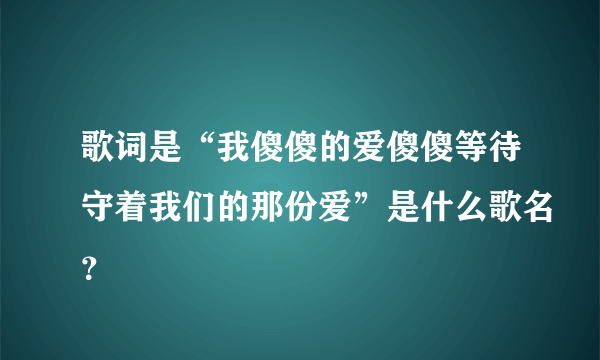 歌词是“我傻傻的爱傻傻等待守着我们的那份爱”是什么歌名？