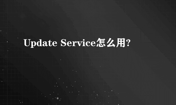 Update Service怎么用?