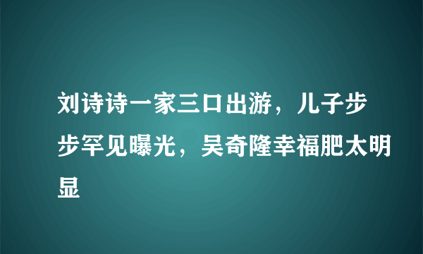 刘诗诗一家三口出游，儿子步步罕见曝光，吴奇隆幸福肥太明显