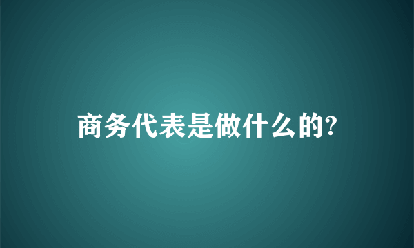 商务代表是做什么的?