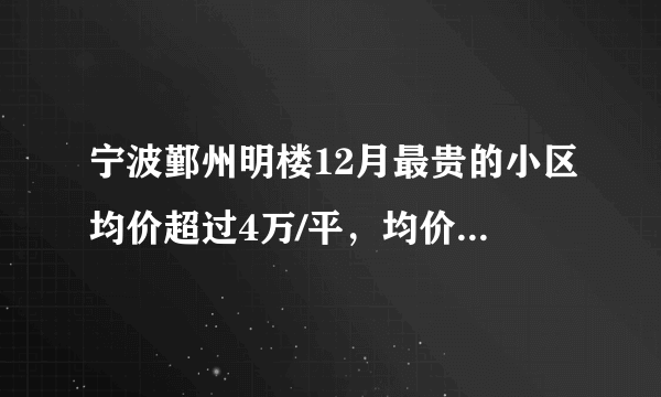 宁波鄞州明楼12月最贵的小区均价超过4万/平，均价29177元/平