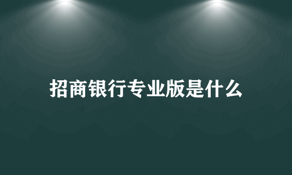 招商银行专业版是什么