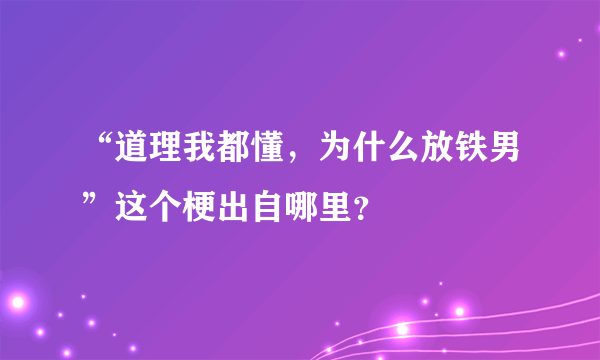 “道理我都懂，为什么放铁男”这个梗出自哪里？