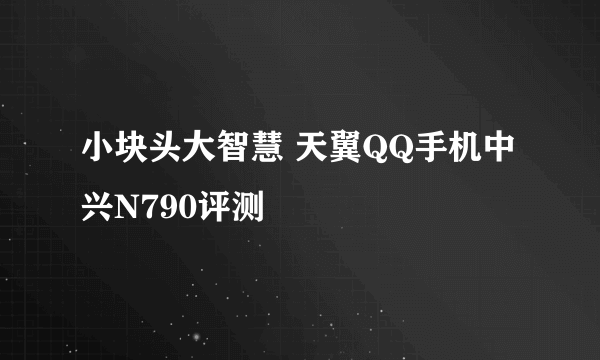 小块头大智慧 天翼QQ手机中兴N790评测