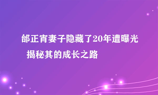 邰正宵妻子隐藏了20年遭曝光  揭秘其的成长之路