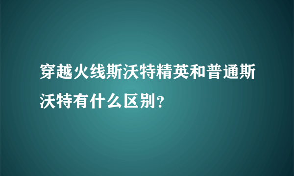 穿越火线斯沃特精英和普通斯沃特有什么区别？