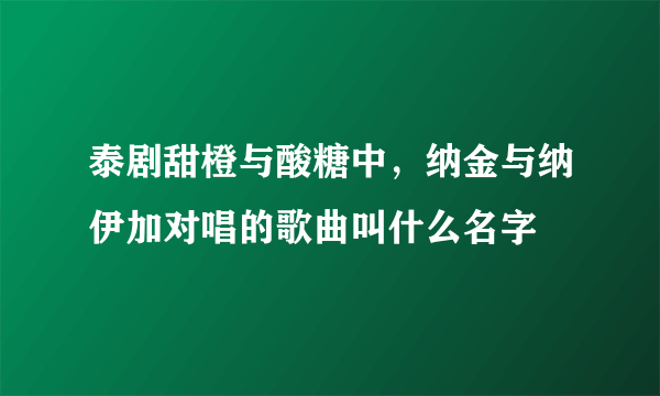 泰剧甜橙与酸糖中，纳金与纳伊加对唱的歌曲叫什么名字