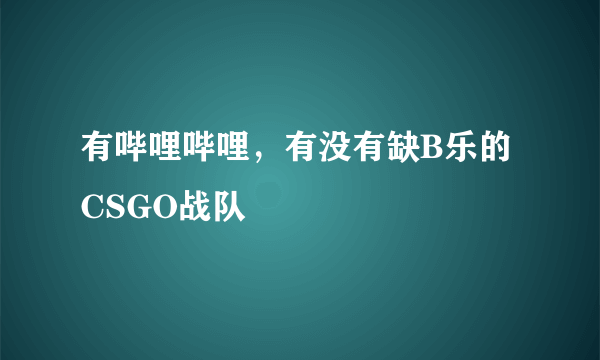 有哔哩哔哩，有没有缺B乐的CSGO战队