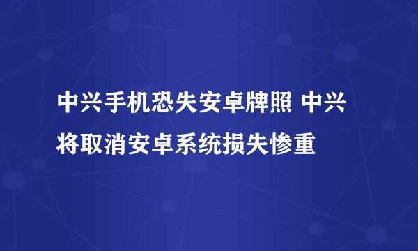 中兴手机恐失安卓牌照 中兴将取消安卓系统损失惨重