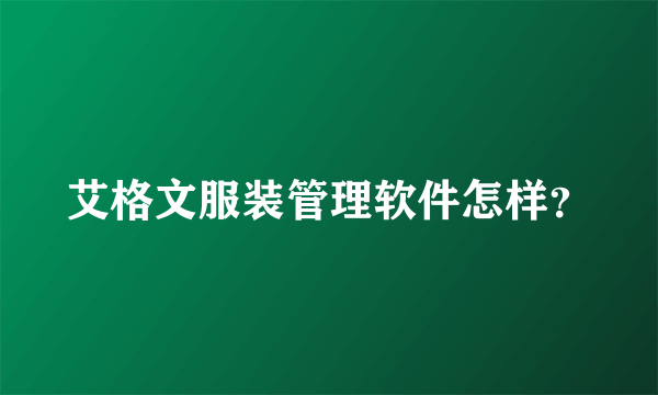 艾格文服装管理软件怎样？