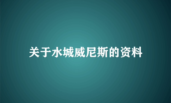 关于水城威尼斯的资料