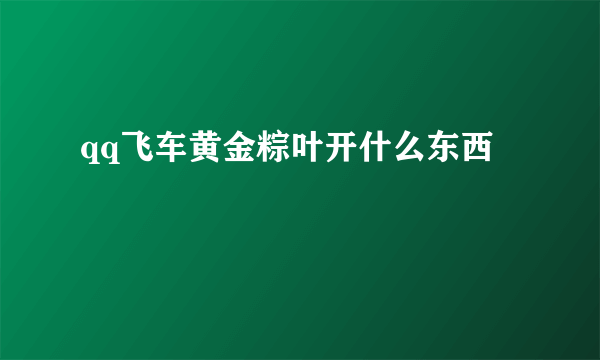 qq飞车黄金粽叶开什么东西