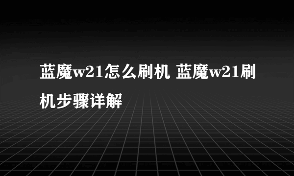 蓝魔w21怎么刷机 蓝魔w21刷机步骤详解