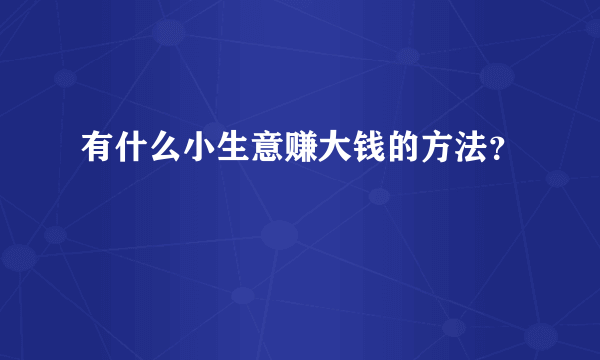 有什么小生意赚大钱的方法？