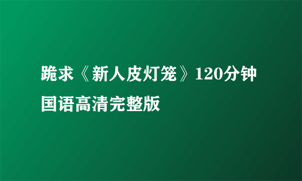 跪求《新人皮灯笼》120分钟国语高清完整版