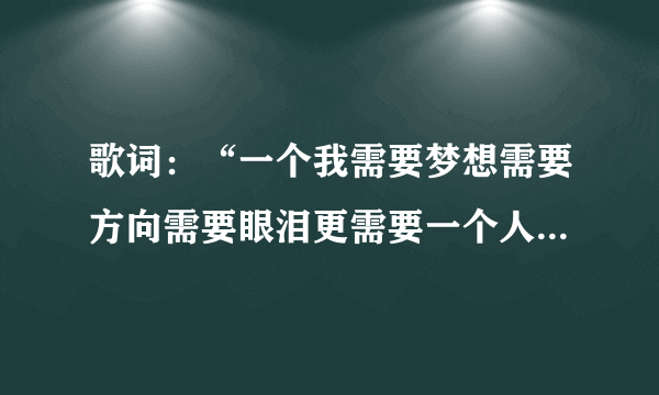 歌词：“一个我需要梦想需要方向需要眼泪更需要一个人来点亮天的黑…”出自哪位歌手的哪首歌？