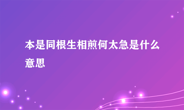 本是同根生相煎何太急是什么意思