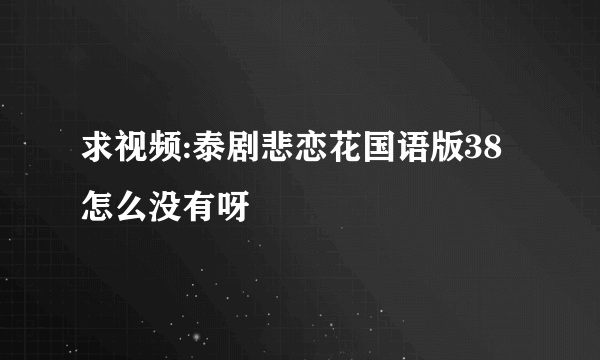 求视频:泰剧悲恋花国语版38怎么没有呀