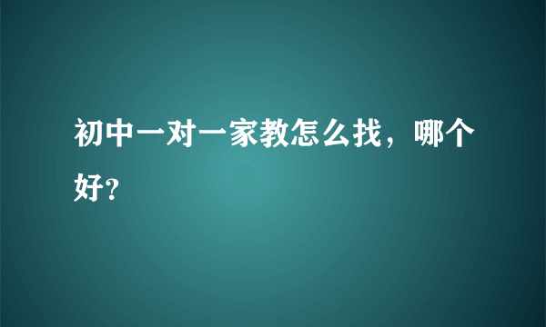 初中一对一家教怎么找，哪个好？